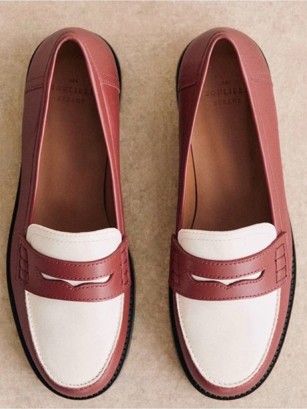 NEW Sézane Andrea Loafers crafted in a two-tone terracotta and ecru 7 - Picture 2 of 6
